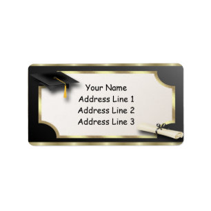 Black and Gold Grauation Address Labels