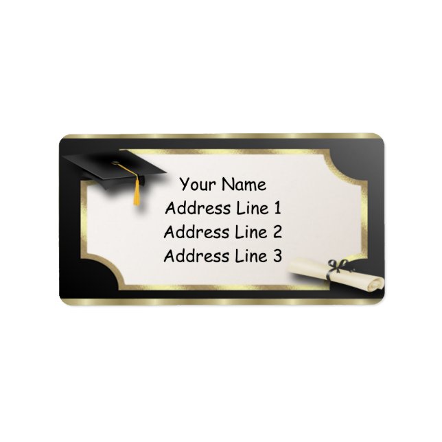 Black and Gold Grauation Address Labels (Front)