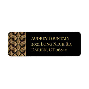 Black and Gold Great Gatsby Elegant Art Deco Return Address Label