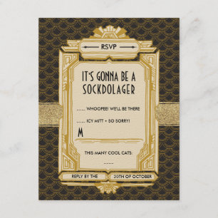 Black and Gold Great Gatsby RSVP Cards