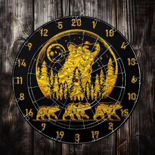 Black and Gold Grizzly Bear Beauty Dartboard