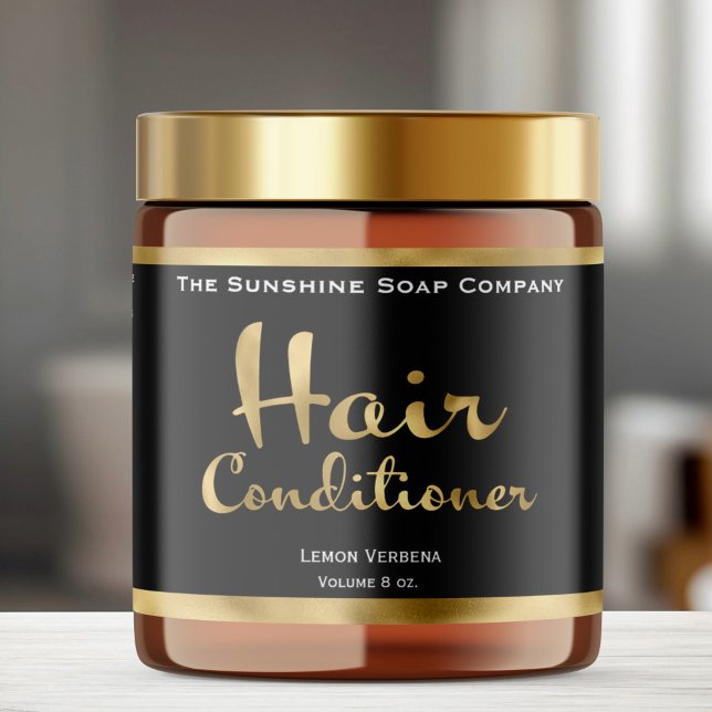 Black and Gold Hair Conditioner Jar Label (Creator Uploaded)