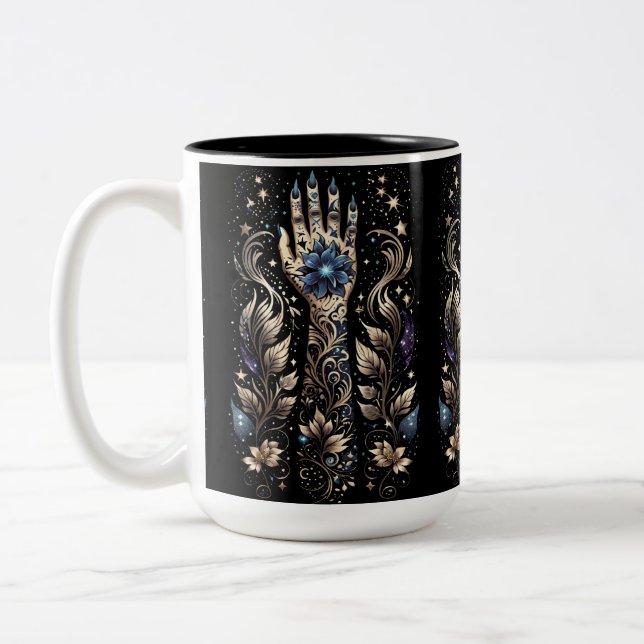 Black And Gold Hand Tattoo Two-Tone Coffee Mug (Left)