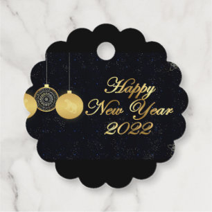 Black and Gold Happy New Year 2022 Favour Tags