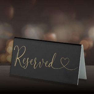Black And Gold Heart Script Reserved