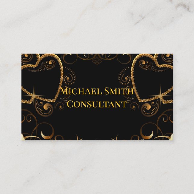 Black And Gold Hearts Business Cards (Front)