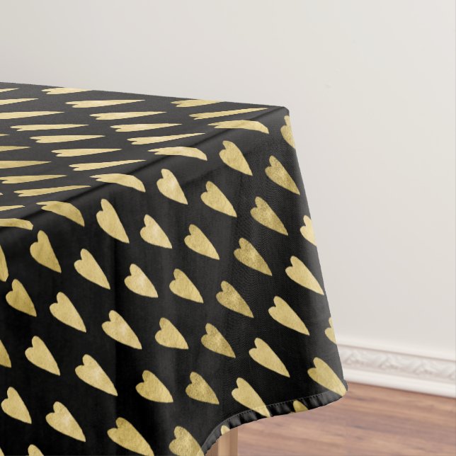 Black and Gold Hearts Tablecloth (In Situ)