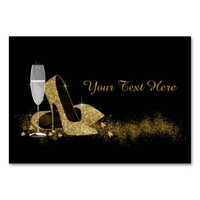 Black and Gold High Heel Shoe Table Number (Front)
