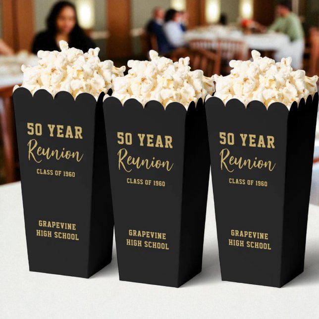 Black and Gold High School Class of Reunion Party Favour Box (Creator Uploaded)