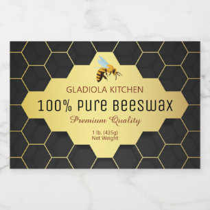Black and Gold Honeycomb Beeswax and Honey Food Label