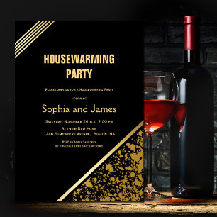 Black and Gold Housewarming Party Invitation