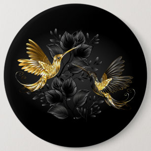 Black and Gold Hummingbird 6 Cm Round Badge