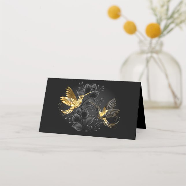 Black and Gold Hummingbird Appointment Card (Front)