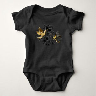 Black and Gold Hummingbird Baby Bodysuit