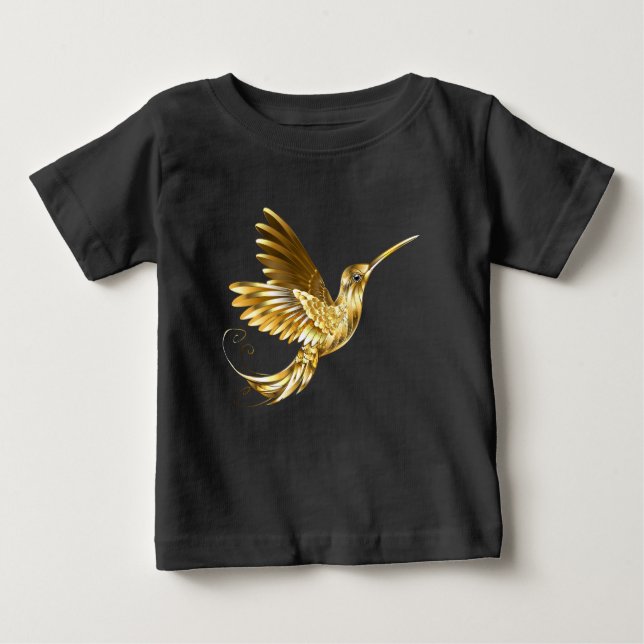 Black and Gold Hummingbird Baby T-Shirt (Front)