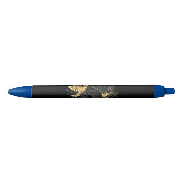Black and Gold Hummingbird Black Ink Pen (Front)