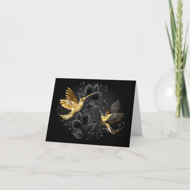 Black and Gold Hummingbird Card (Front)