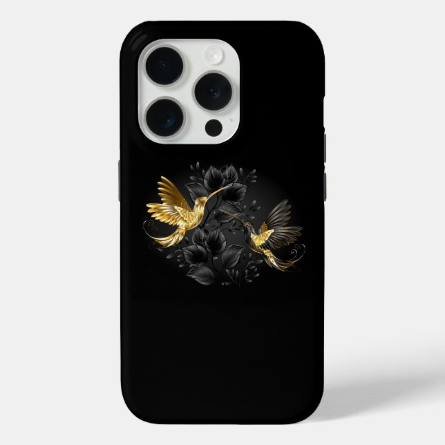 Black and Gold Hummingbird Case-Mate iPhone Case (Back)