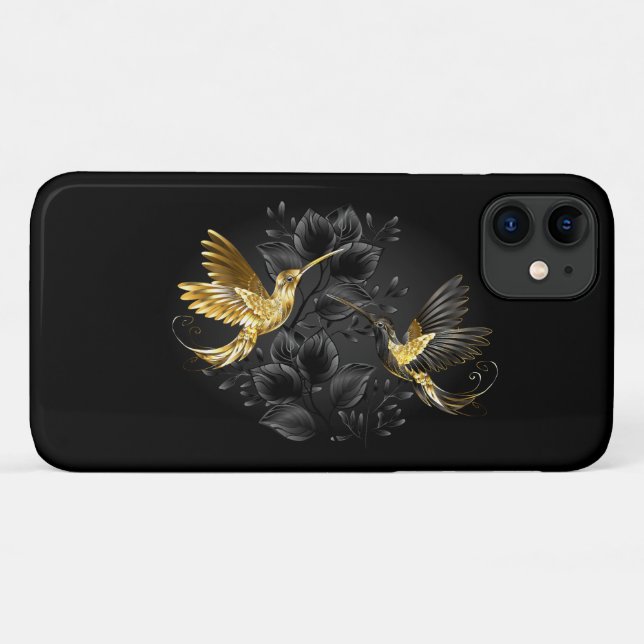 Black and Gold Hummingbird Case-Mate iPhone Case (Back (Horizontal))