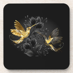 Black and Gold Hummingbird Coaster