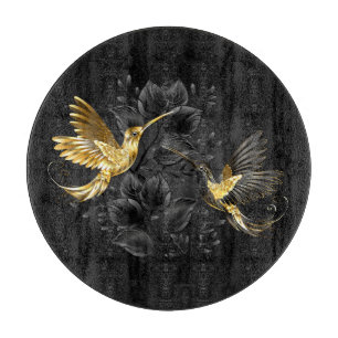 Black and Gold Hummingbird Cutting Board