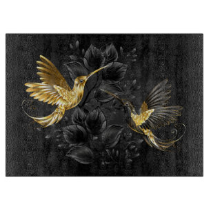 Black and Gold Hummingbird Cutting Board