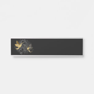 Black and Gold Hummingbird Door Sign