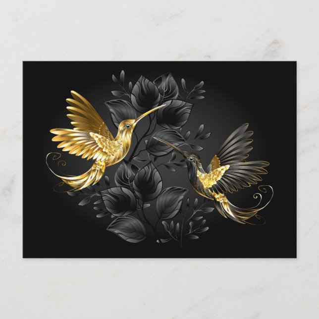 Black and Gold Hummingbird Enclosure Card (Front)
