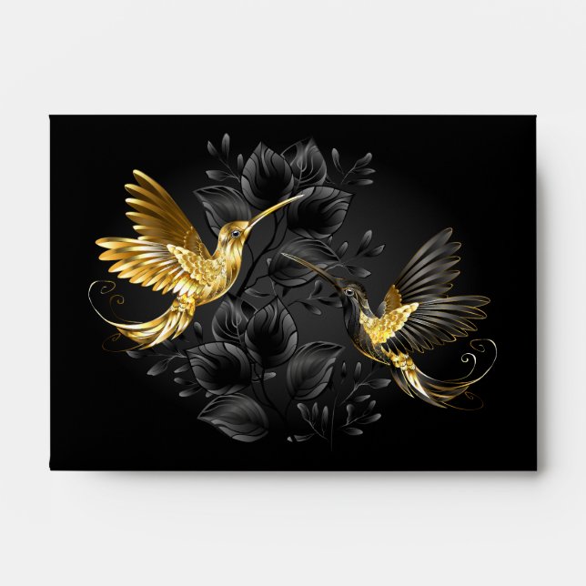 Black and Gold Hummingbird Envelope (Front)