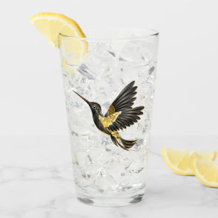 Black and Gold Hummingbird Glass
