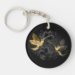 Black and Gold Hummingbird Key Ring