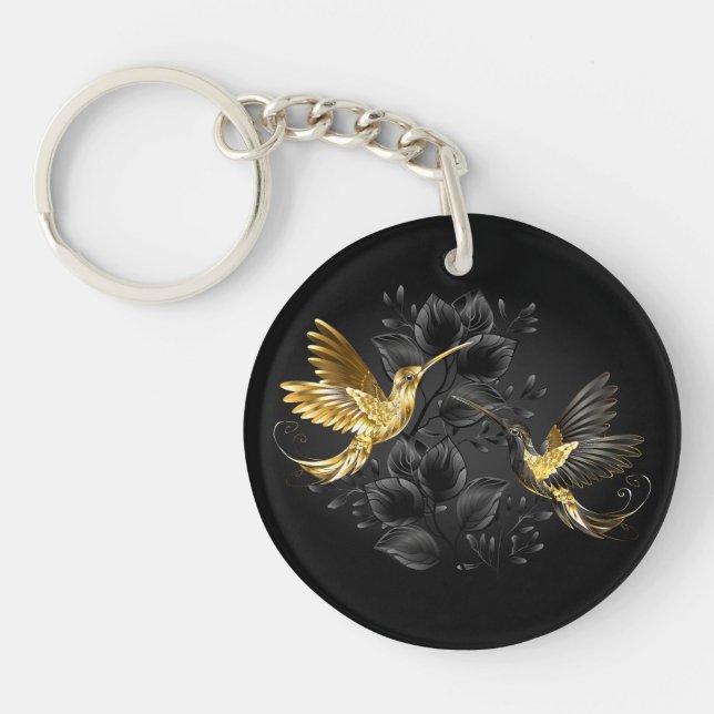 Black and Gold Hummingbird Key Ring (Front)