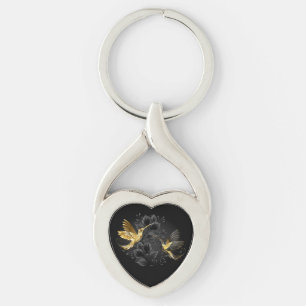 Black and Gold Hummingbird Key Ring
