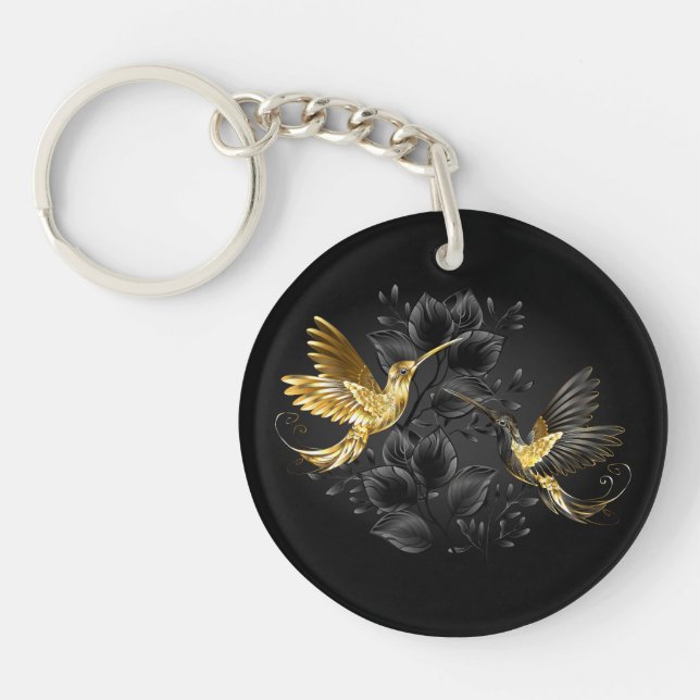 Black and Gold Hummingbird Key Ring (Front)