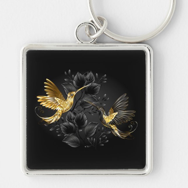 Black and Gold Hummingbird Key Ring (Front)
