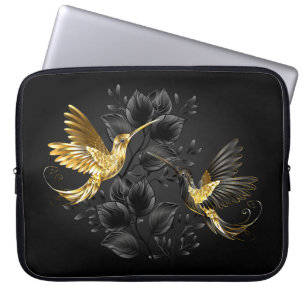 Black and Gold Hummingbird Laptop Sleeve