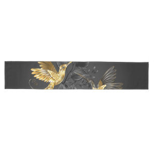 Black and Gold Hummingbird Medium Table Runner