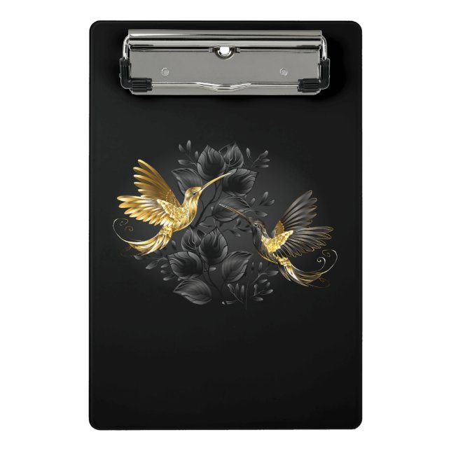 Black and Gold Hummingbird Mini Clipboard (Front)