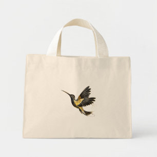 Black and Gold Hummingbird Mini Tote Bag