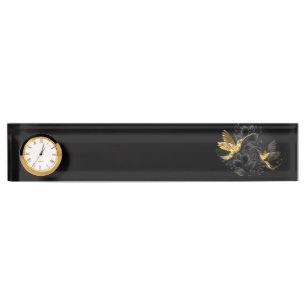 Black and Gold Hummingbird Nameplate