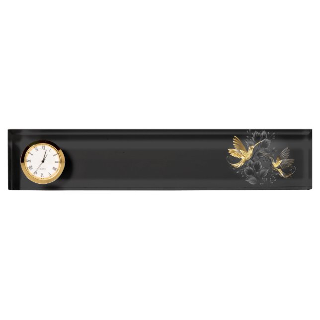 Black and Gold Hummingbird Nameplate (Front)