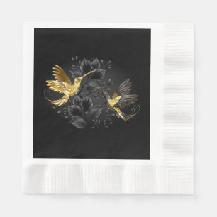 Black and Gold Hummingbird Napkin
