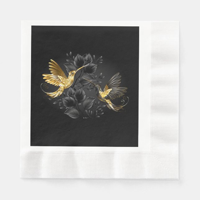 Black and Gold Hummingbird Napkin (Front)