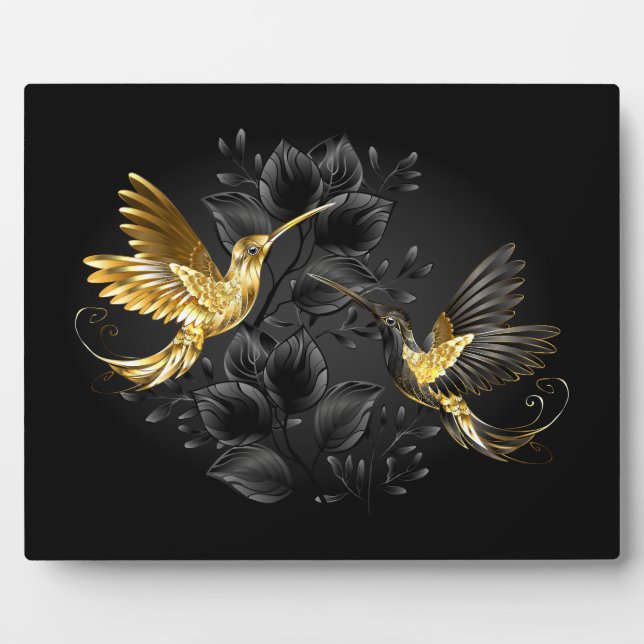 Black and Gold Hummingbird Plaque (Front)