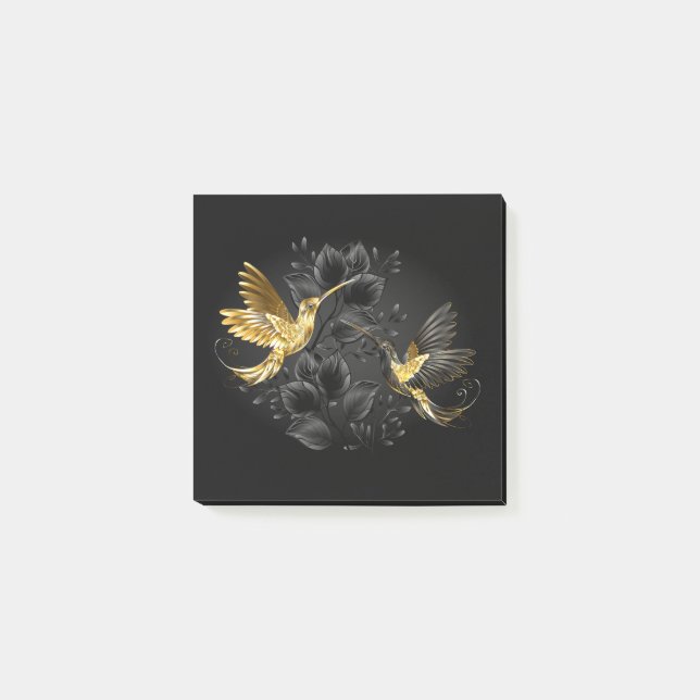 Black and Gold Hummingbird Post-it Notes (Front)