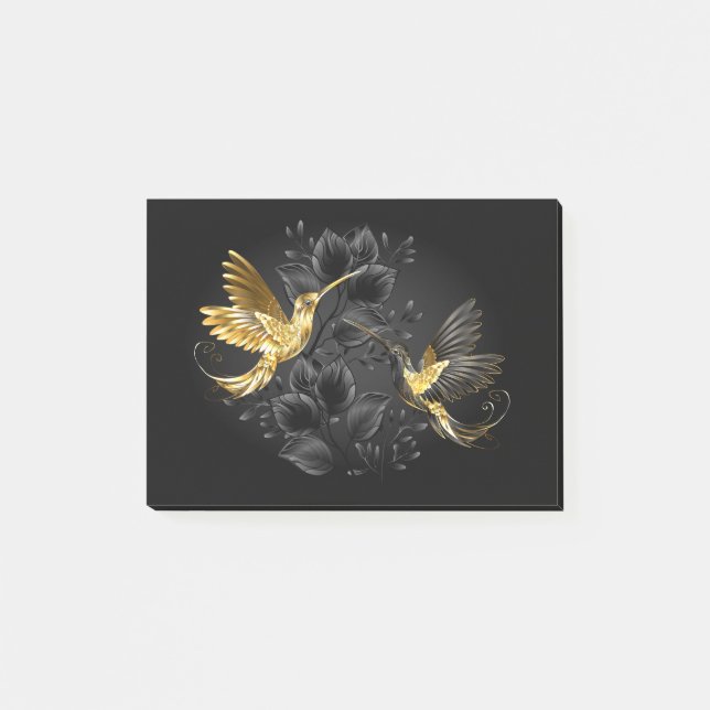Black and Gold Hummingbird Post-it Notes (Front)