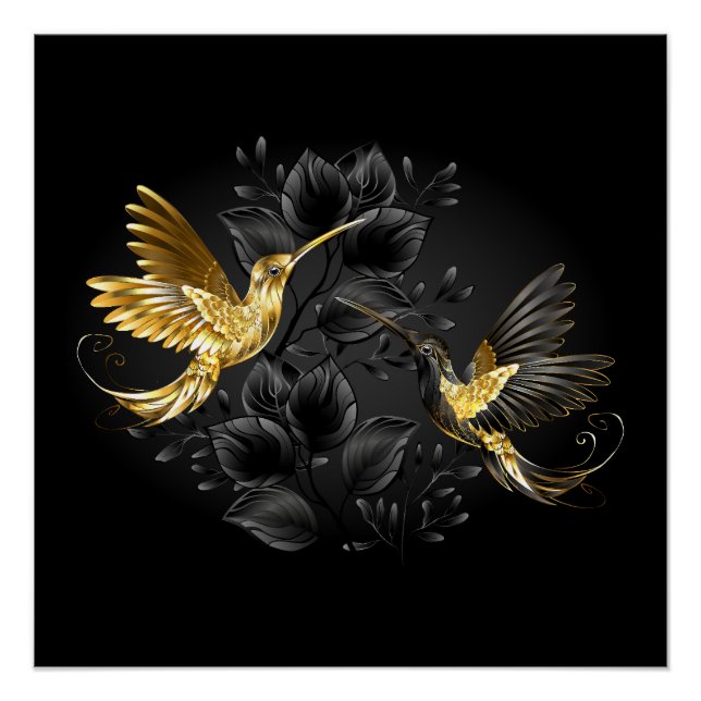 Black and Gold Hummingbird Poster (Front)