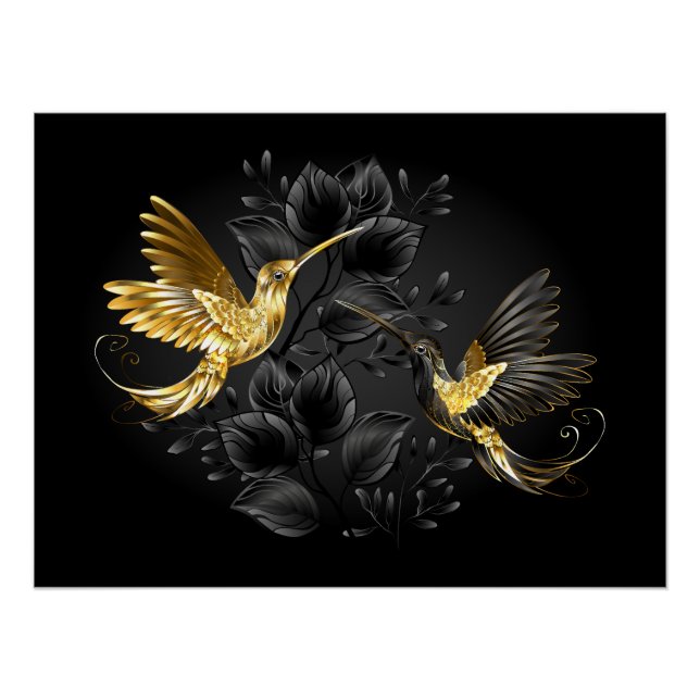 Black and Gold Hummingbird Poster (Front)