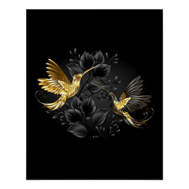 Black and Gold Hummingbird Poster (Front)