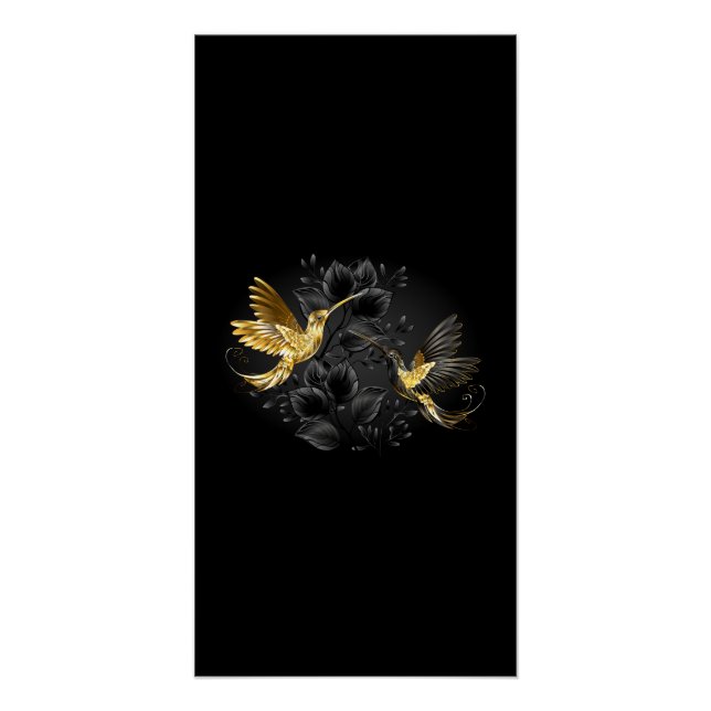 Black and Gold Hummingbird Poster (Front)